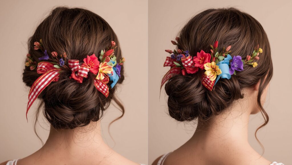lucid origin a finished hairstyle adorned with vibrant ribbons 1