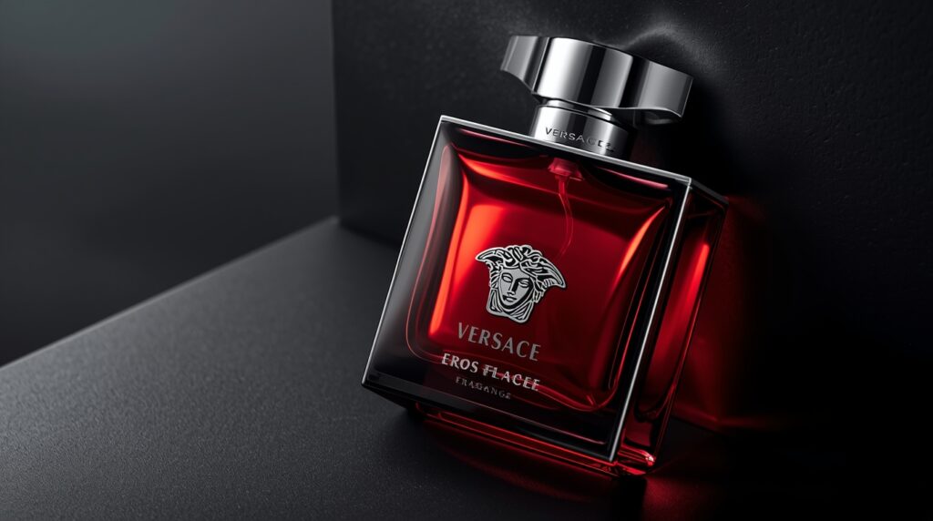 lucid origin a sleek and modern fragrance bottle of Versace Eros Flame