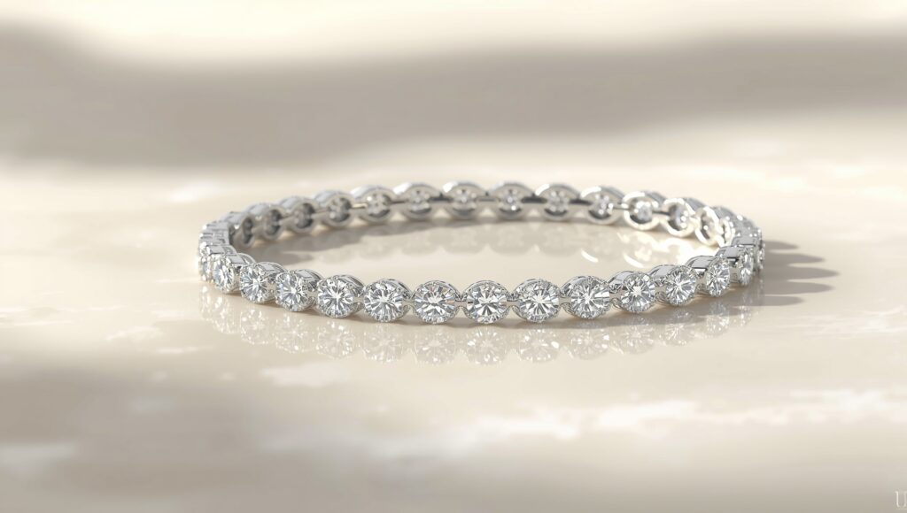 18k white gold bracelet with diamonds worn elegantly on the wrist
